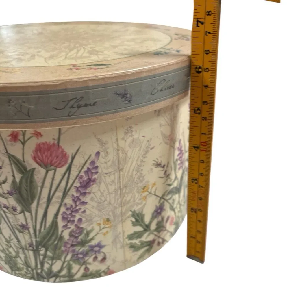 Revelations Round Keepsake Jewelry Trinket Storage Box Herbal Bouquet 9